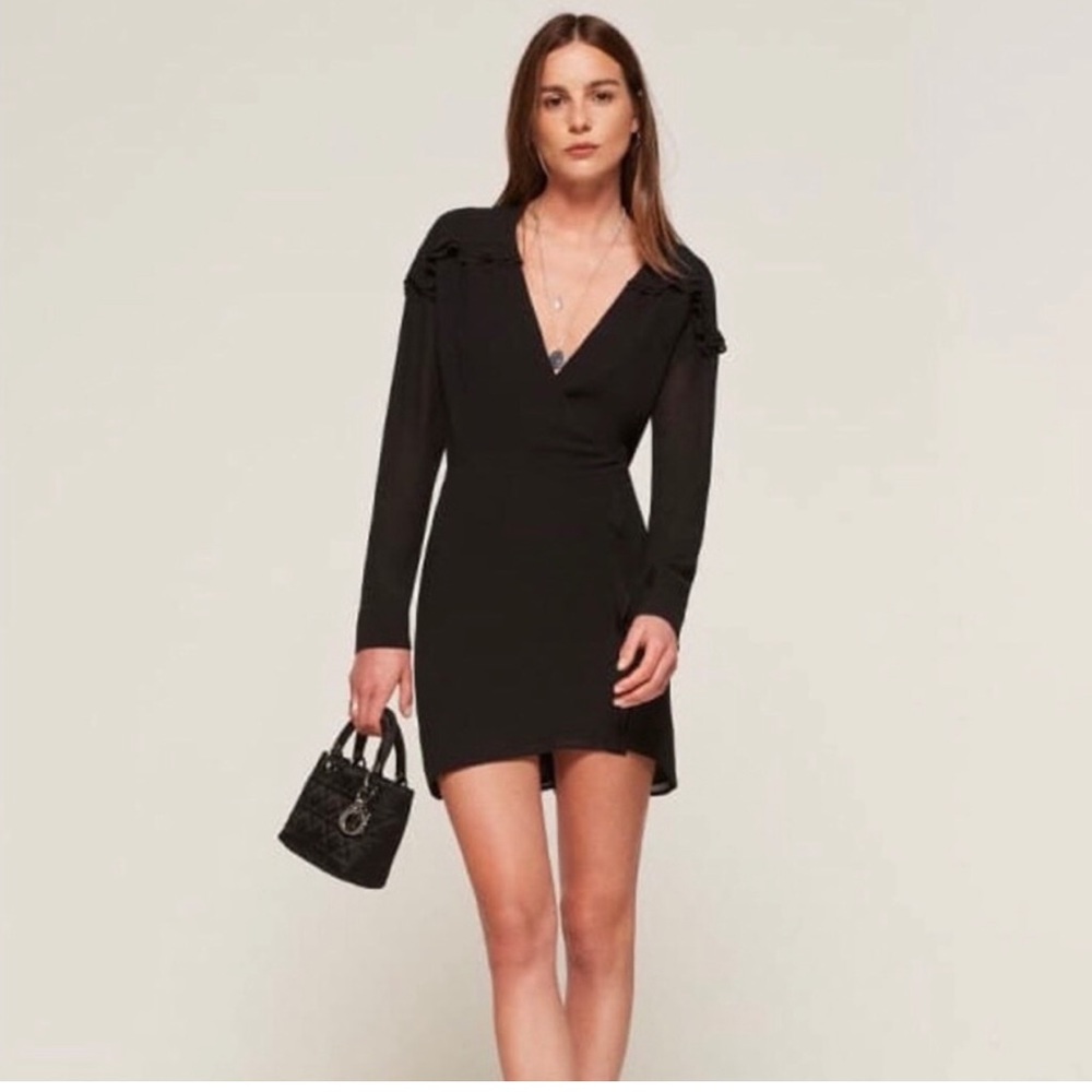 REFORMATION Black Long Sleeve Mini Dress Size 6